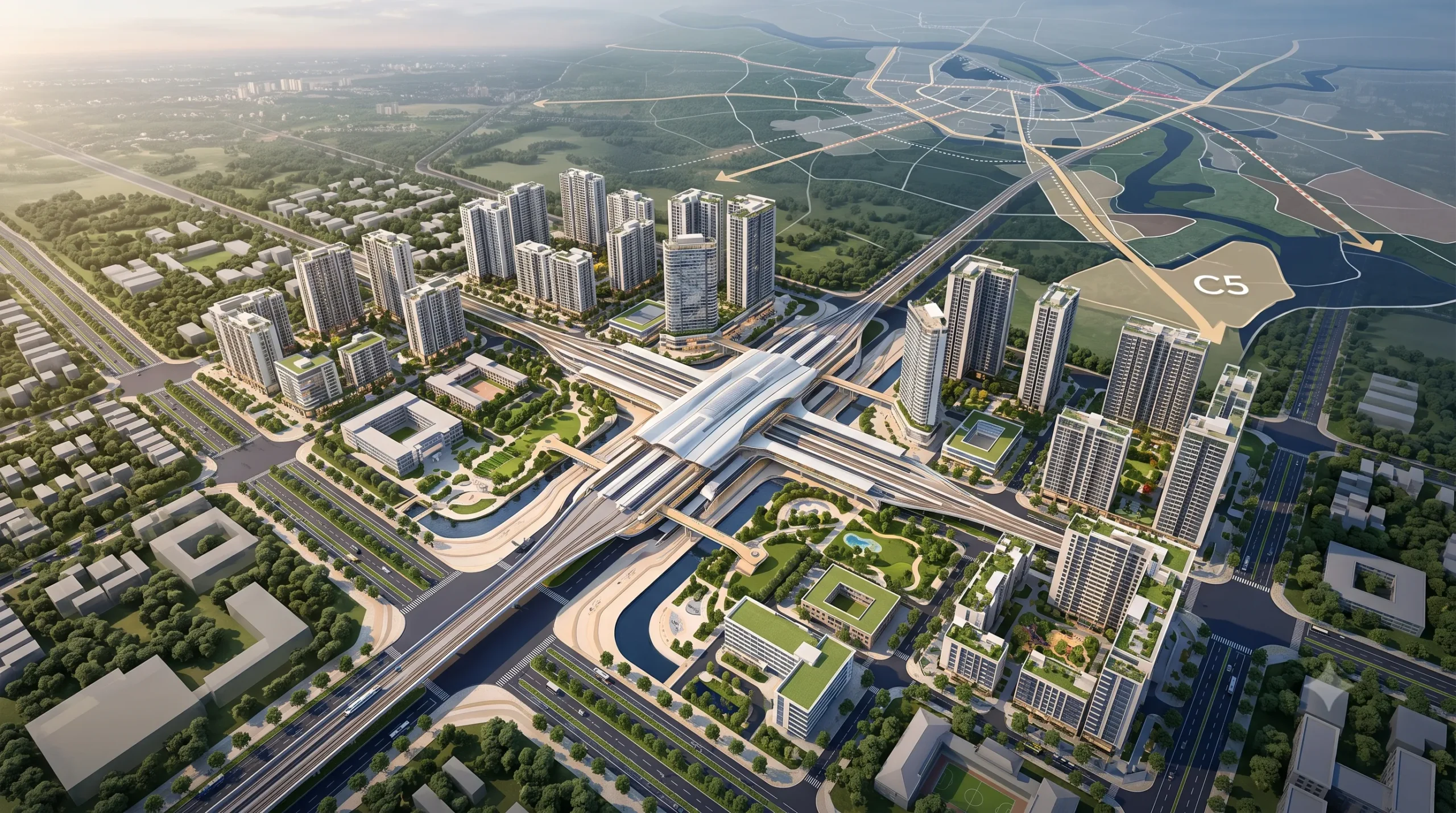 Ảnh minh họa quy hoạch TOD Vinhomes Olympic quanh ga Ngọc Hồi